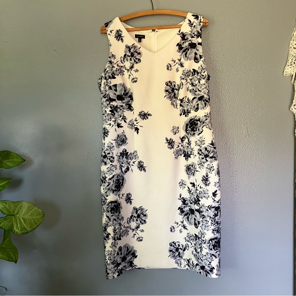 Talbots White and Cream Sleeveless Sheath Dress Midi
